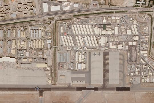 Das Satellitenbild zeigt den militärischen Teil des Flughafens von Kabul.
