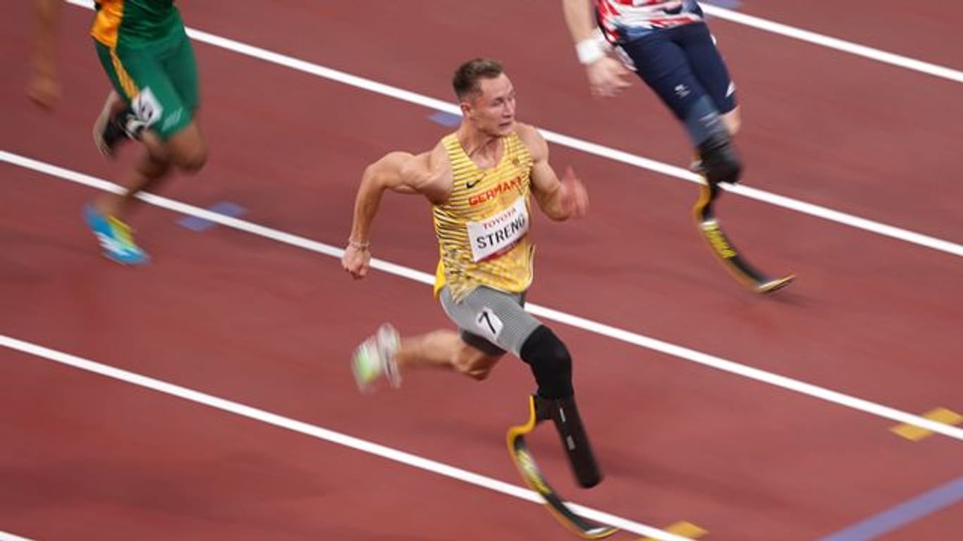 Felix Streng bei seinem Vorlauf über die 100 Meter in Tokio.
