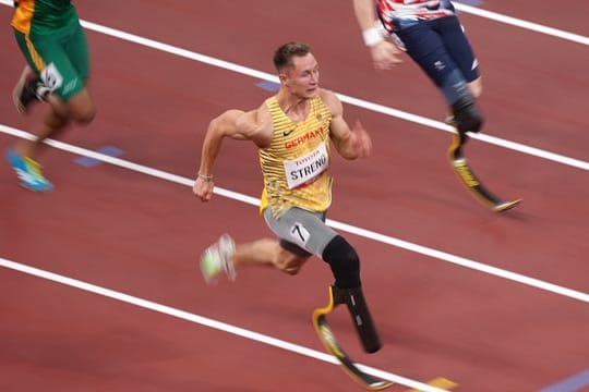 Felix Streng bei seinem Vorlauf über die 100 Meter in Tokio.