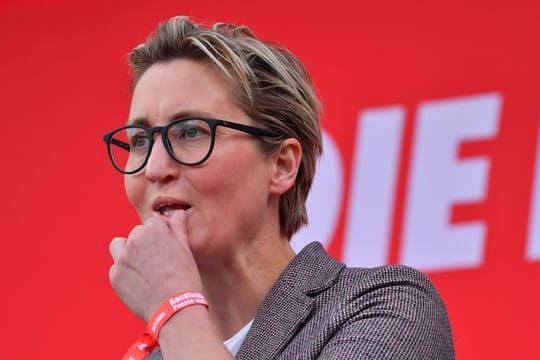 Linken-Parteichefin Susanne Hennig-Wellsow bei einer Wahlkampfveranstaltung.