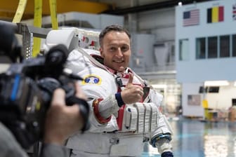 Der ESA-Astronaut Matthias Maurer beim Training.