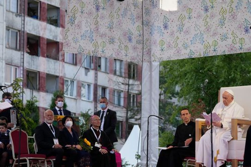 Begegnung von Papst Franziskus mit der Roma-Volksgruppe in der Plattenbausiedlung Lunik IX.