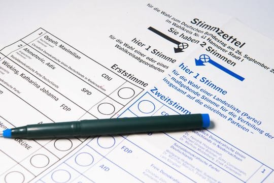Ein Muster eines Stimmzettels für die Bundestagswahl.