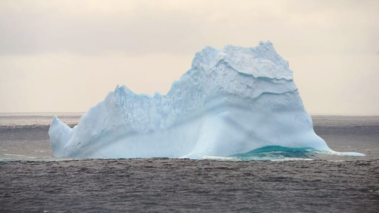 Ein treibender Eisberg vor der Küste der Antarktis.