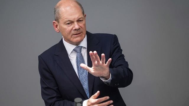 Olaf Scholz (SPD) bei einer Rede im Deutschen Bundestag.