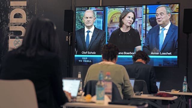Kanzlerkandidaten: Olaf Scholz (l-r), Annalena Baerbock und Armin Laschet. Kanzlerkandidaten: Olaf Scholz (l-r), Annalena Baerbock und Armin Laschet.
