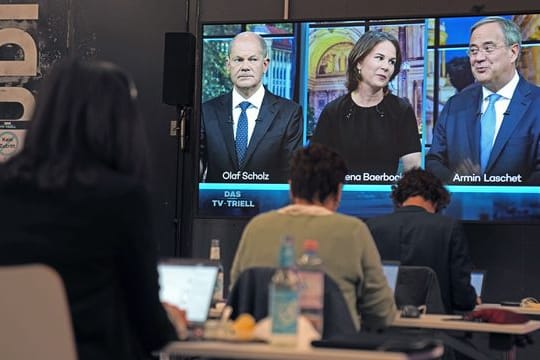 Kanzlerkandidaten: Olaf Scholz (l-r), Annalena Baerbock und Armin Laschet.