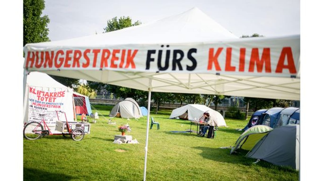 Das Camp der Hungerstreikenden im Regierungsviertel.