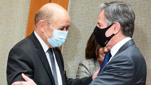 Jean-Yves Le Drian (l), Außenminister von Frankreich, und Anthony Blinken, Außenminister der USA. Jean-Yves Le Drian (l), Außenminister von Frankreich, und Anthony Blinken, Außenminister der USA.