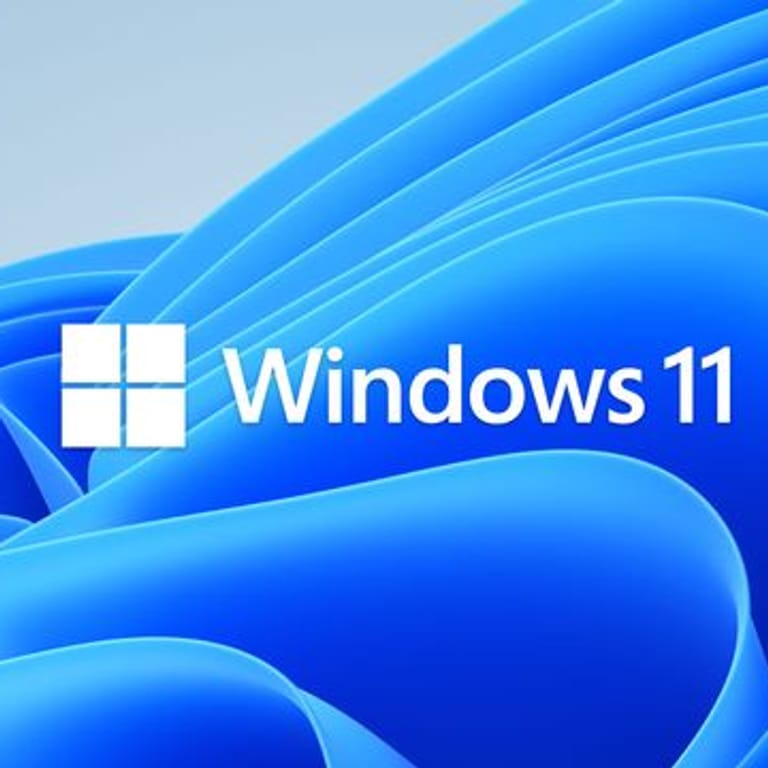 Das Windows 11-Logo mit blauem Hintergrund.