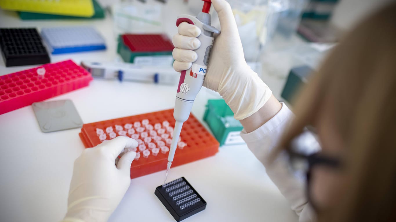 Eine Laborantin führt einen PCR-Test durch (Symbolbild). Die Infektionszahlen in Deutschland verändern sich derzeit nur leicht.