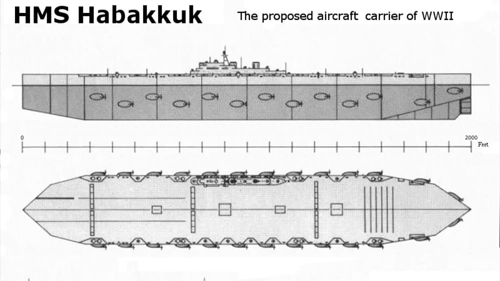 Skizze der "Habbakuk": Das Riesenschiff wurde nie gebaut.