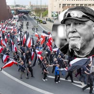 Rechtsextreme Demo in Dortmund und Borchardt (Archbild/Montage): Am Wochenende wollen Neonazis nach dem Tod von "SS Siggi" eine Versammlung abhalten.