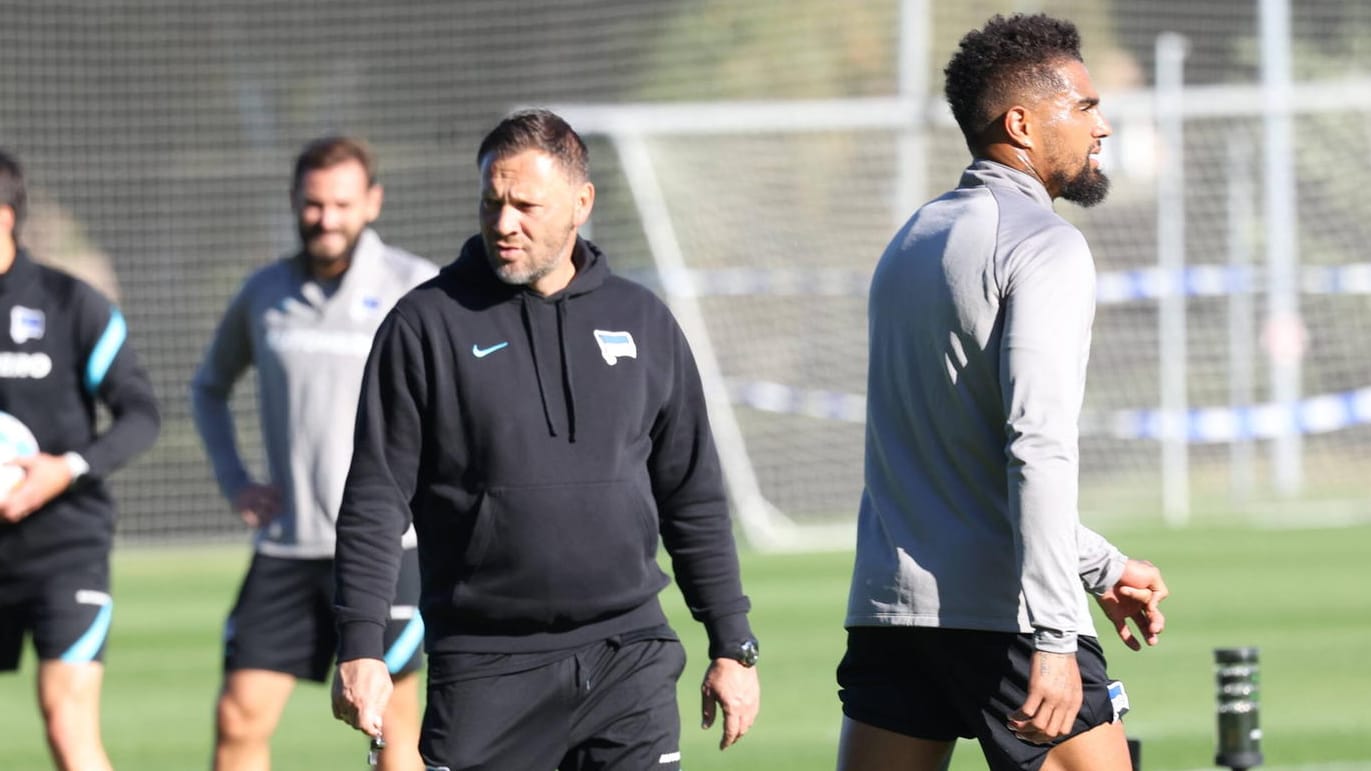 Pal Dardai und Kevin-Prince Boateng (v.l.): Zwischen Trainer und Spieler kam es während einer Übungseinheit zu einem Wortgefecht.