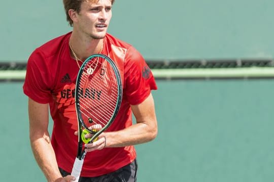 Tennisprofi Alexander Zverev trainiert beim Turnier in Indian Wells.