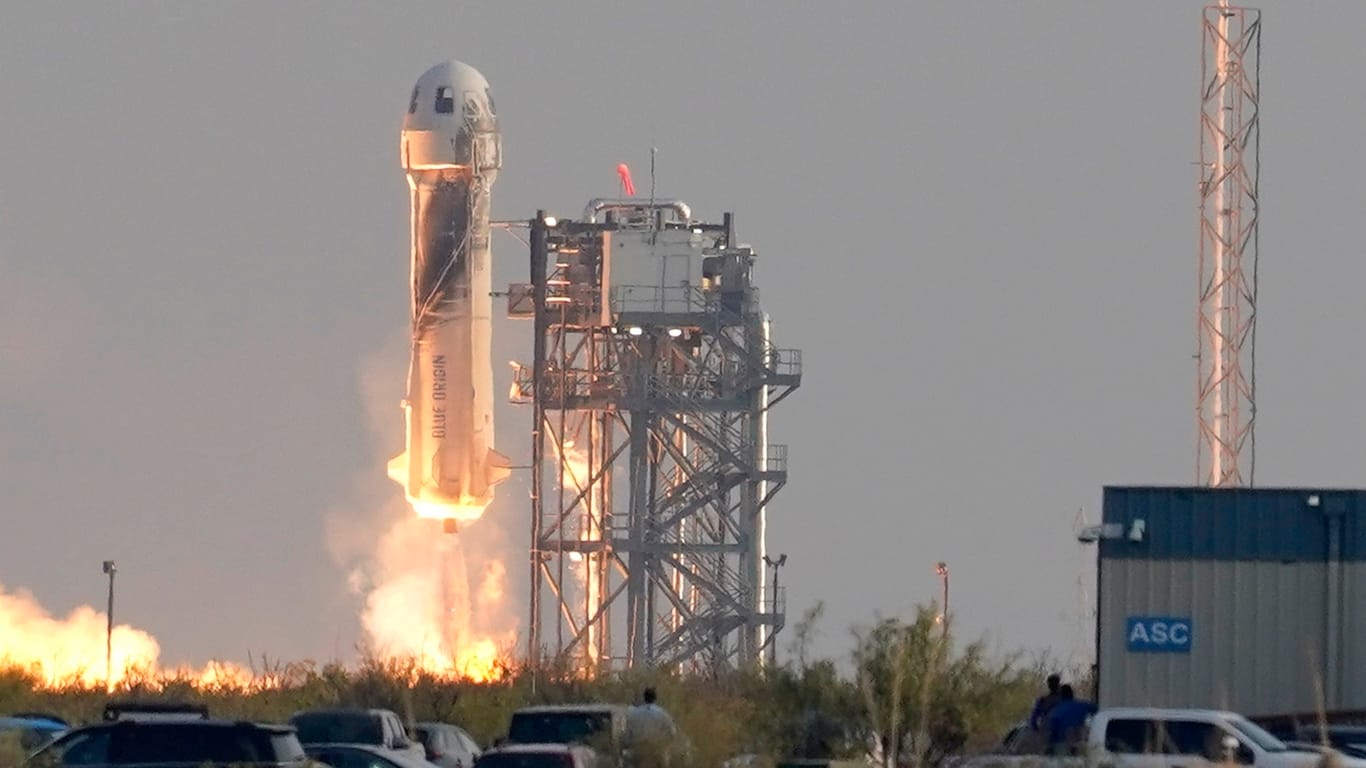 Die "New Shepard"-Rakete von Blue Origin: Sie bricht bald zu ihrem zweiten Flug auf.