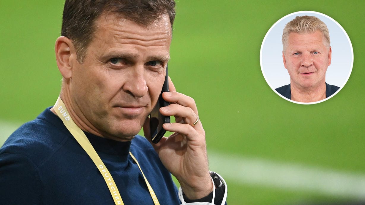 DFB-Direktor Oliver Bierhoff am Telefon. Stefan Effenberg sieht beim Verband großen Handlungsbedarf.