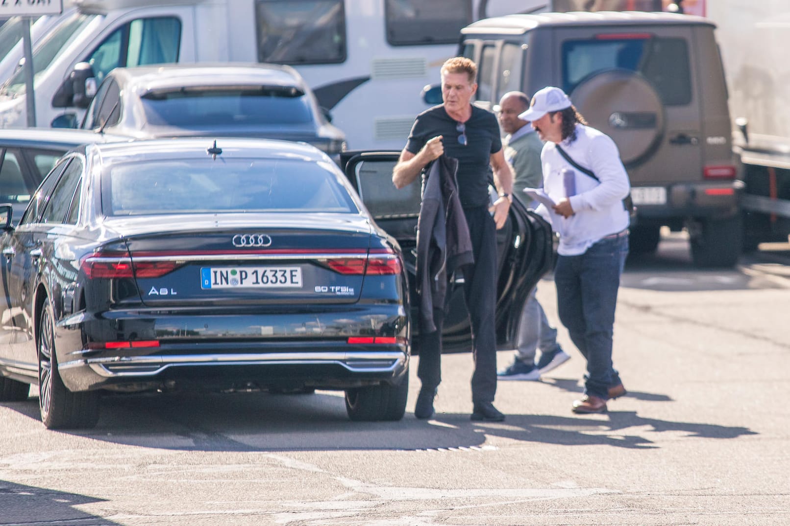 David Hasselhoff kommt am Flughafen Leipzig an: Der Schauspieler dreht in Leipzig für eine neue Serie.