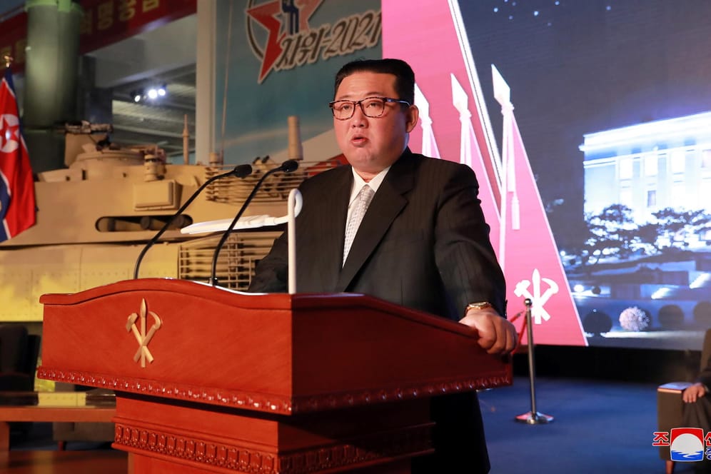 Kim Jong Un hält eine Rede: Der nordkoreanische Machthaber kritisierte die USA und Südkorea.