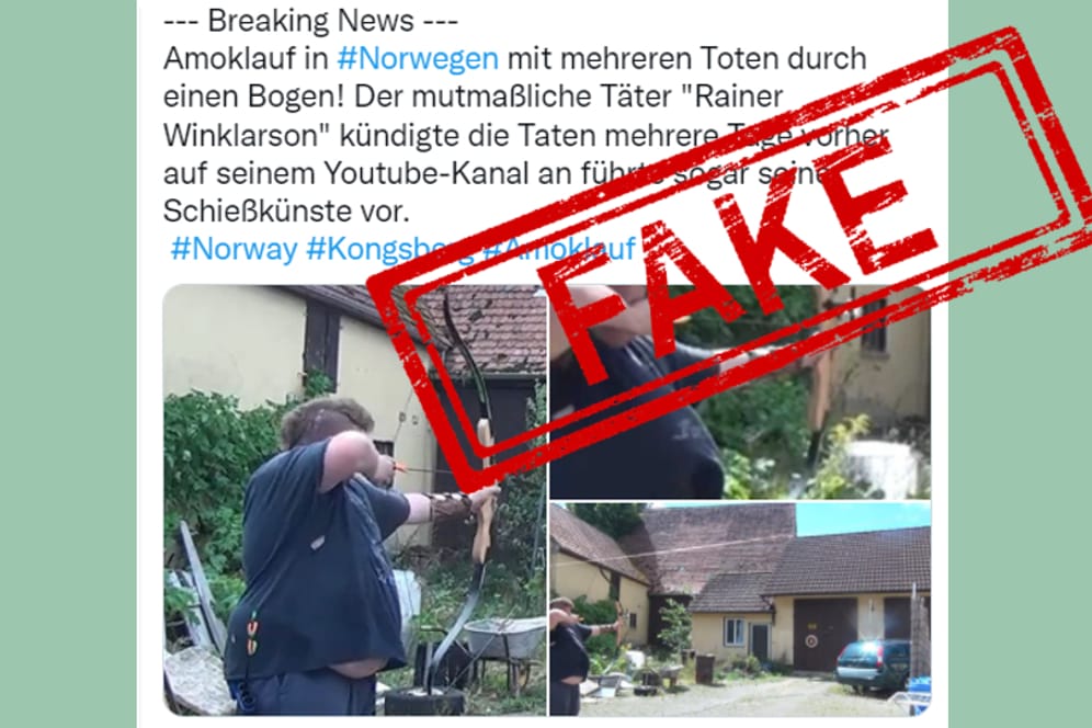 Bogenschütze Rainer Winkler: Mit Szenen aus einem seiner Videos wurde verbreitet, er sei der Attentäter von Kongsberg. Medien fielen darauf herein.