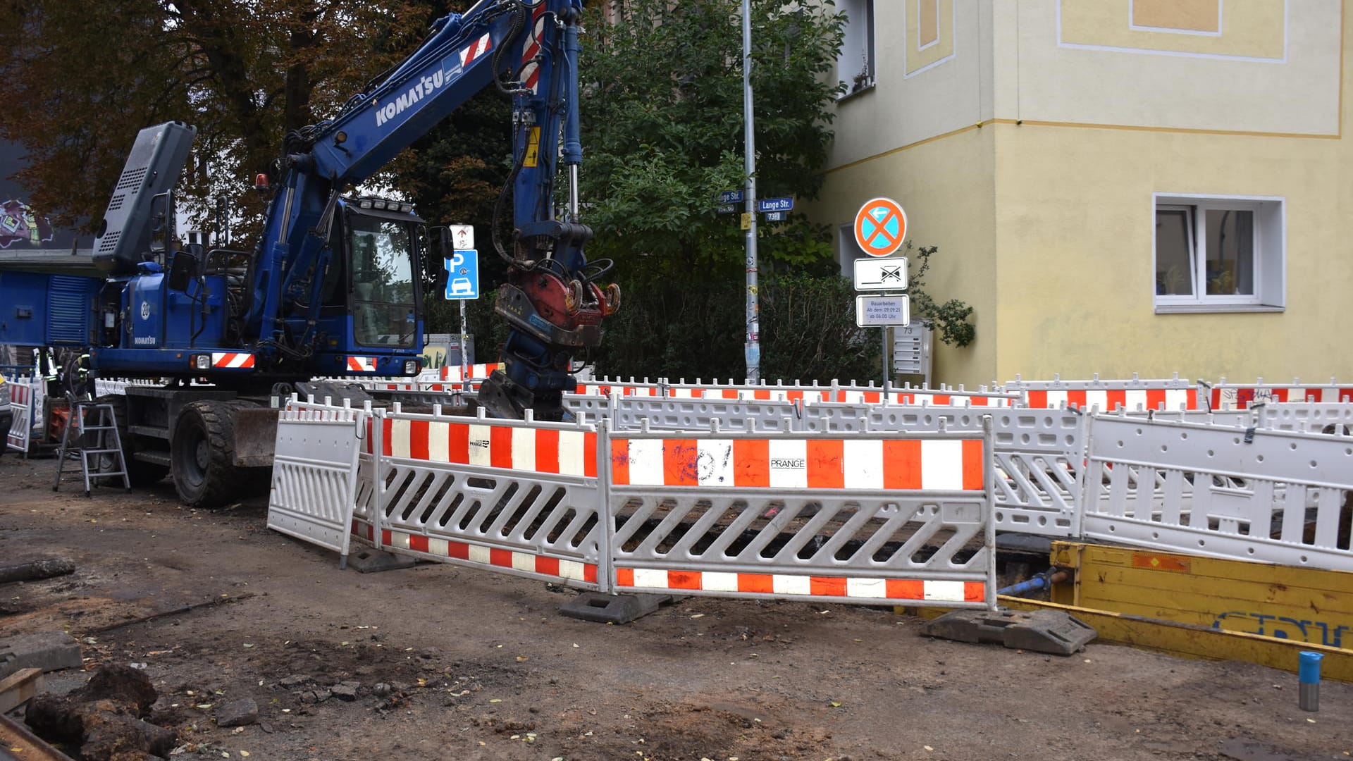 Der betroffene Bereich der Baustelle: Dort wurde die Gasleitung beschädigt. Der betroffene Bereich der Baustelle: Dort wurde die Gasleitung beschädigt.