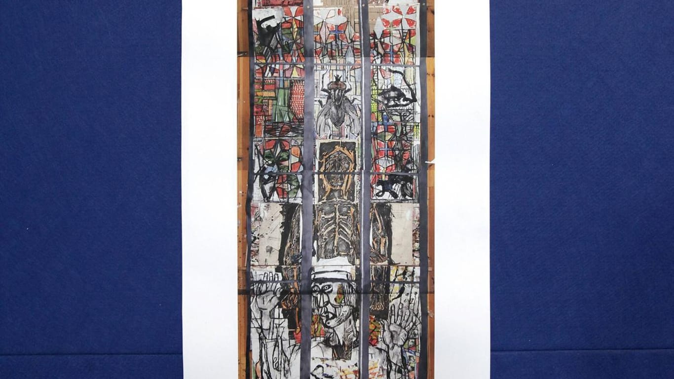Entwurf des Künstlers Markus Luepertz: Altkanzler Schröder hat das Kirchenfenster der Marktkirchengemeinde in Hannover gestiftet.