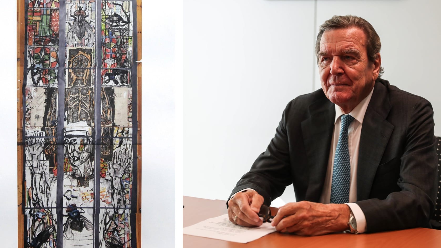 Entwurf des Künstlers Markus Luepertz: Altkanzler Schröder hat das Kirchenfenster der Marktkirchengemeinde in Hannover gestiftet. Entwurf des Künstlers Markus Luepertz: Altkanzler Schröder hat das Kirchenfenster der Marktkirchengemeinde in Hannover gestiftet.