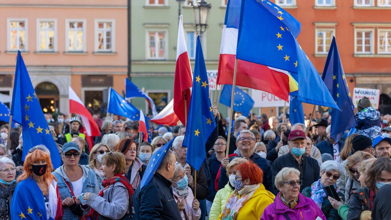 Proteste in Polen: Die Menschen sprechen sich für die EU aus.