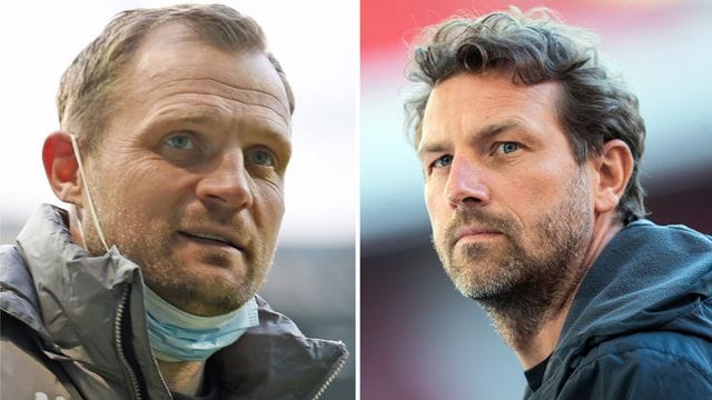 Wollen mit ihren Teams endlich wieder punkten: Mainz-Trainer Bo Svensson (l) und sein Augsburger Gegenüber Markus Weinzierl. Wollen mit ihren Teams endlich wieder punkten: Mainz-Trainer Bo Svensson (l) und sein Augsburger Gegenüber Markus Weinzierl.