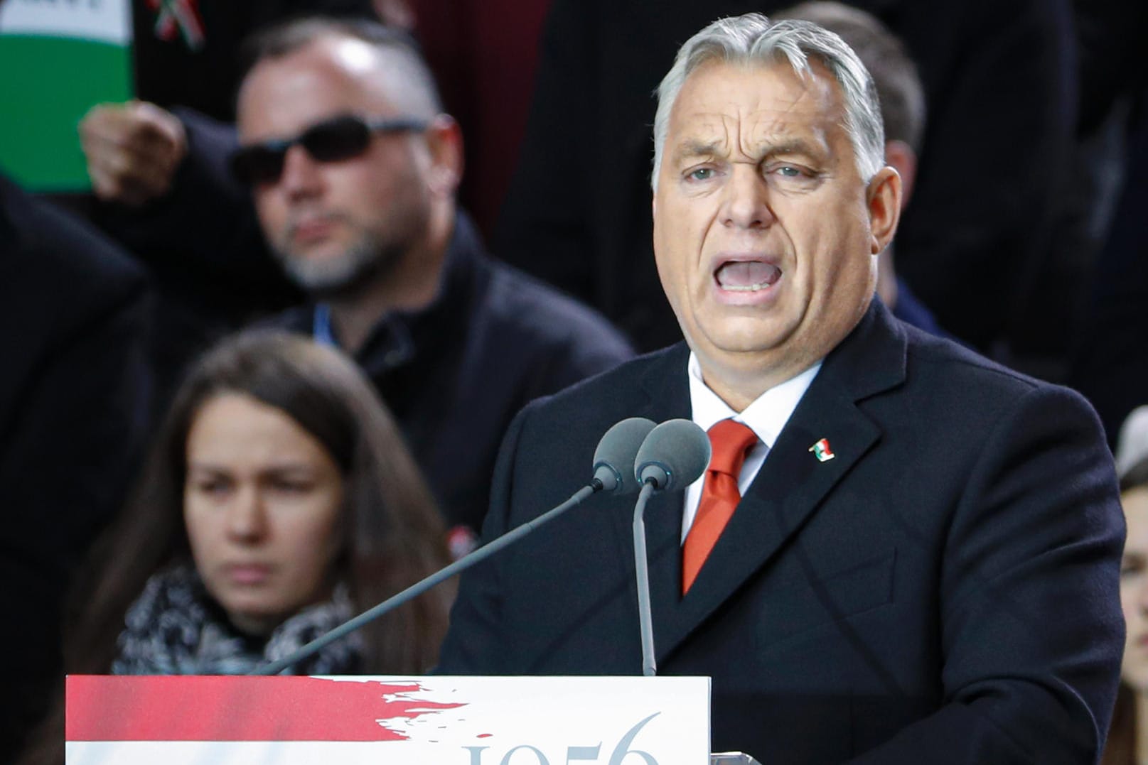 Viktor Orbán: Der ungarische Ministerpräsident spricht bei Protesten in Budapest.