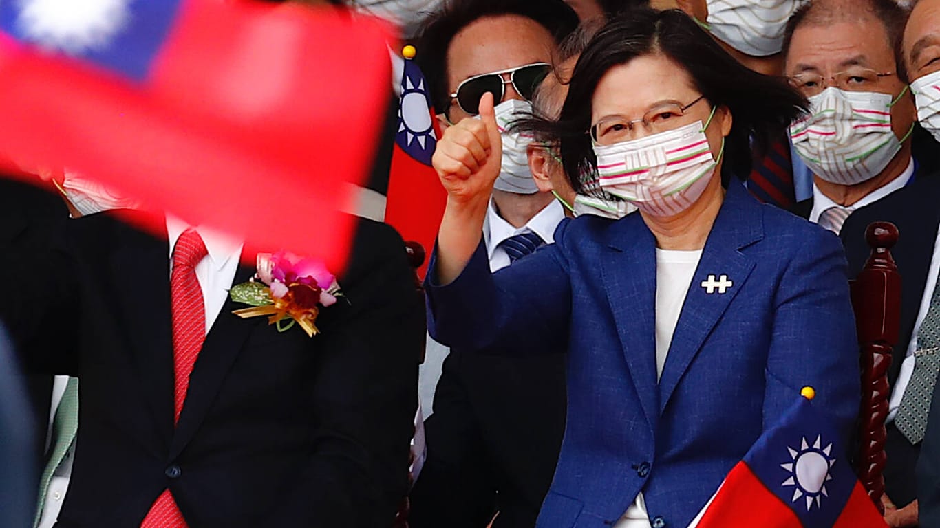 Die taiwanesische Präsidentin Tsai Ing-wen spricht am Nationalfeiertag (Archivbild): Taiwan und die USA haben über eine Einbindung in UN-Organisationen gesprochen.