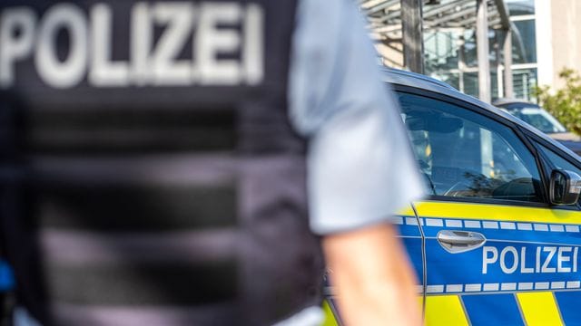 Ein Polizist steht vor einem Streifenwagen (Symbolbild): Durch Steuerbetrug soll ein Schaden von etwa einer Million Euro entstanden sein.