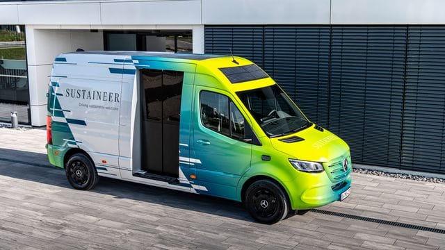 Transportiert neue Technologien: Die Mercedes-Studie Sustaineer soll zeigen, wie technische Lösungen auf Umweltschutz und Wohlbefinden der Insassen einzahlen können.