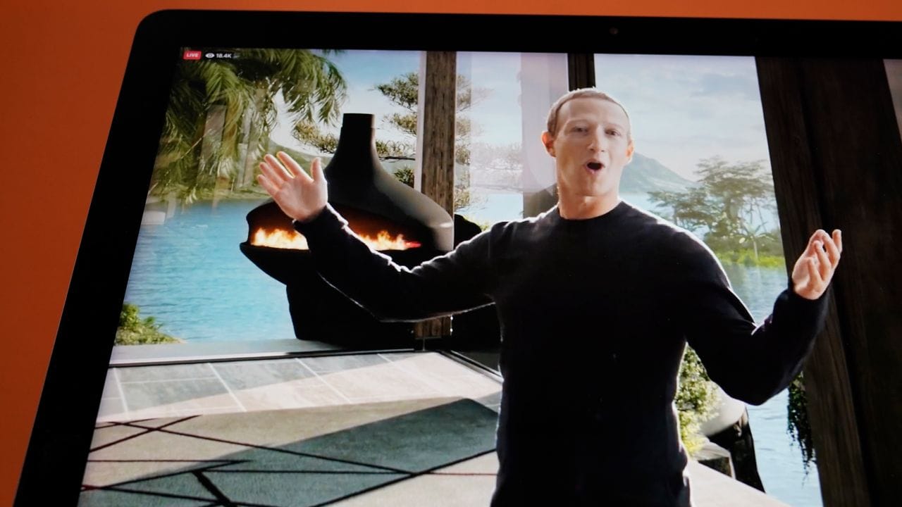 Mark Zuckerberg spricht per Videoschalte bei der "Facebook Connect 2021".