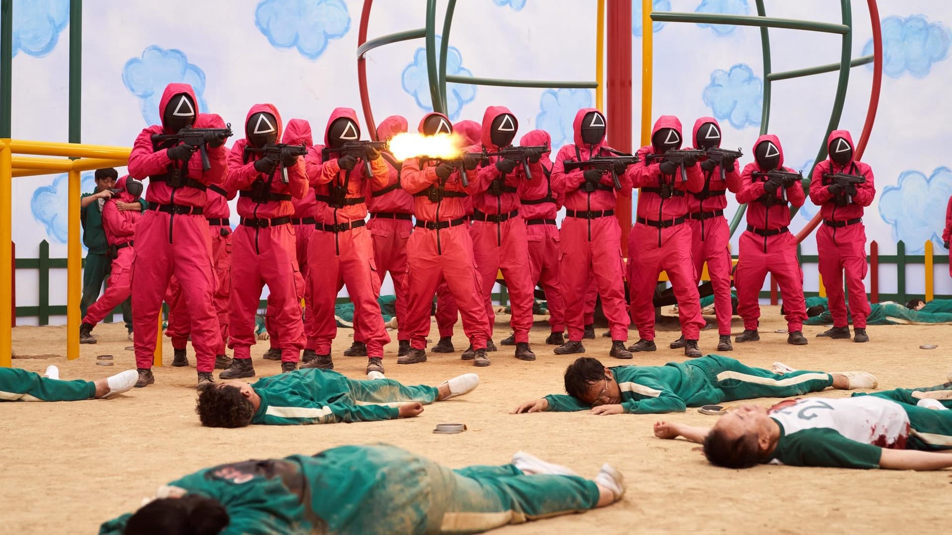 Szene aus der gewalttätigen Netflix-Serie "Squid Game" (Symbolfoto): Ein Brief an die Eltern einer Hamburger Kita sorgt für Aufsehen.
