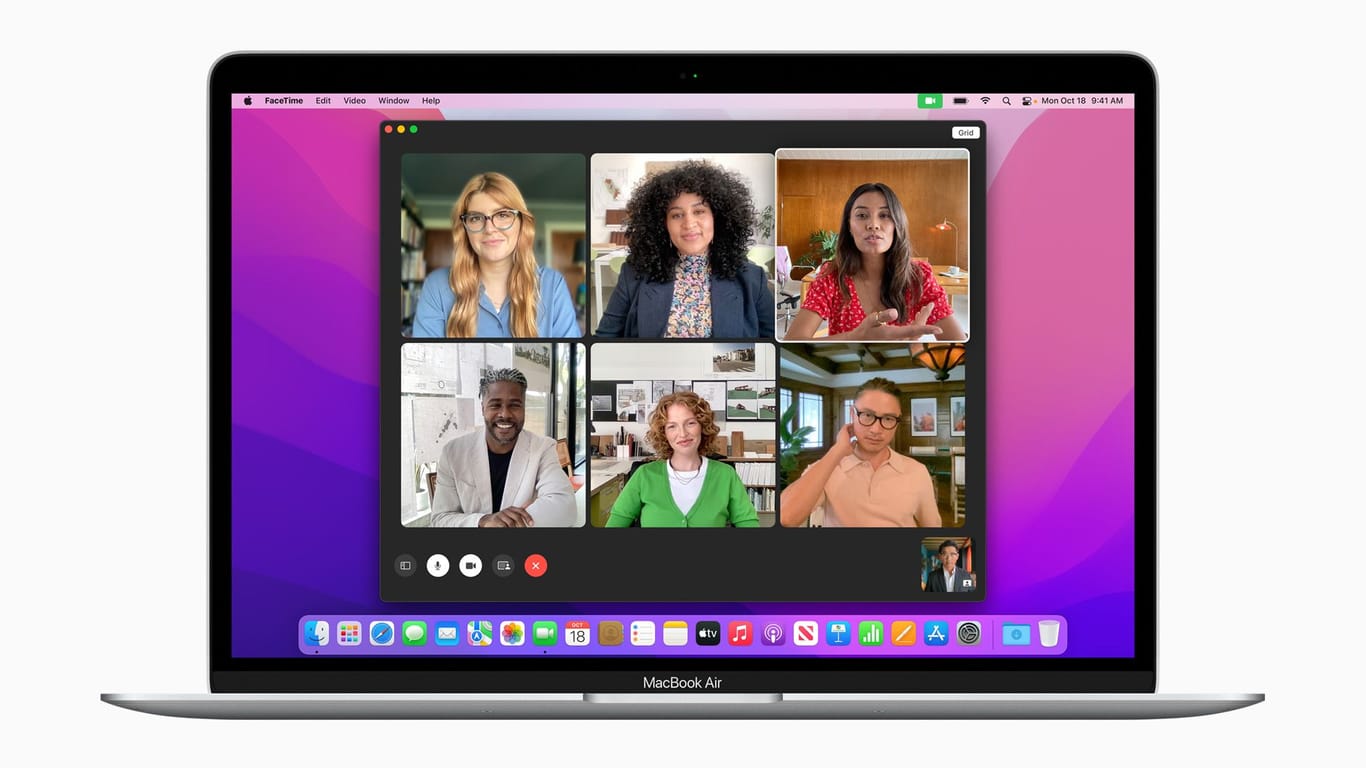 MacBook Air: Die neue Rasteransicht bei FaceTime-Gruppenanrufen in Monterey