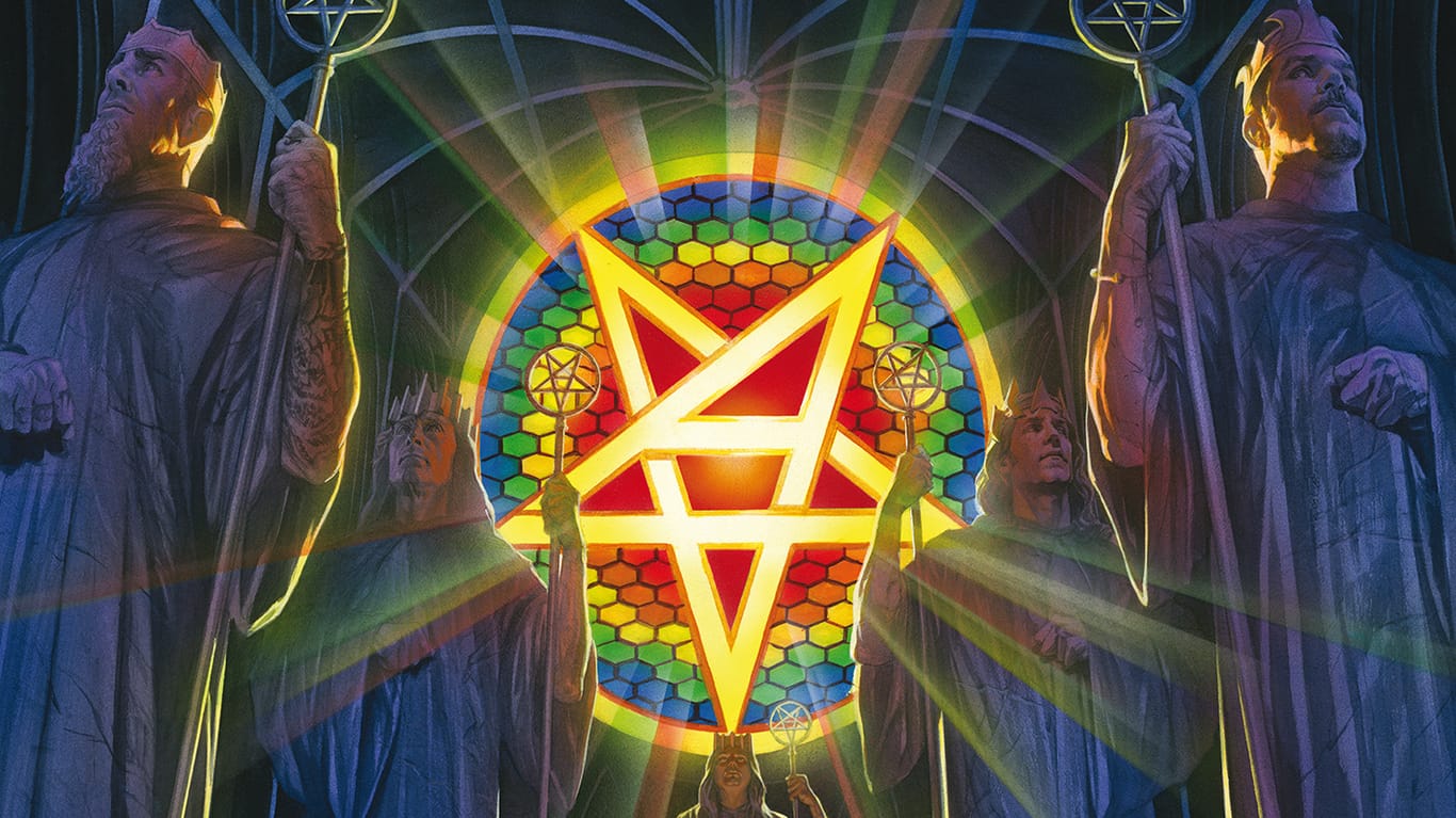 Das Cover des neuen Anthrax-Albums "For All Kings" zeigt die Musiker als riesigen Statuen.