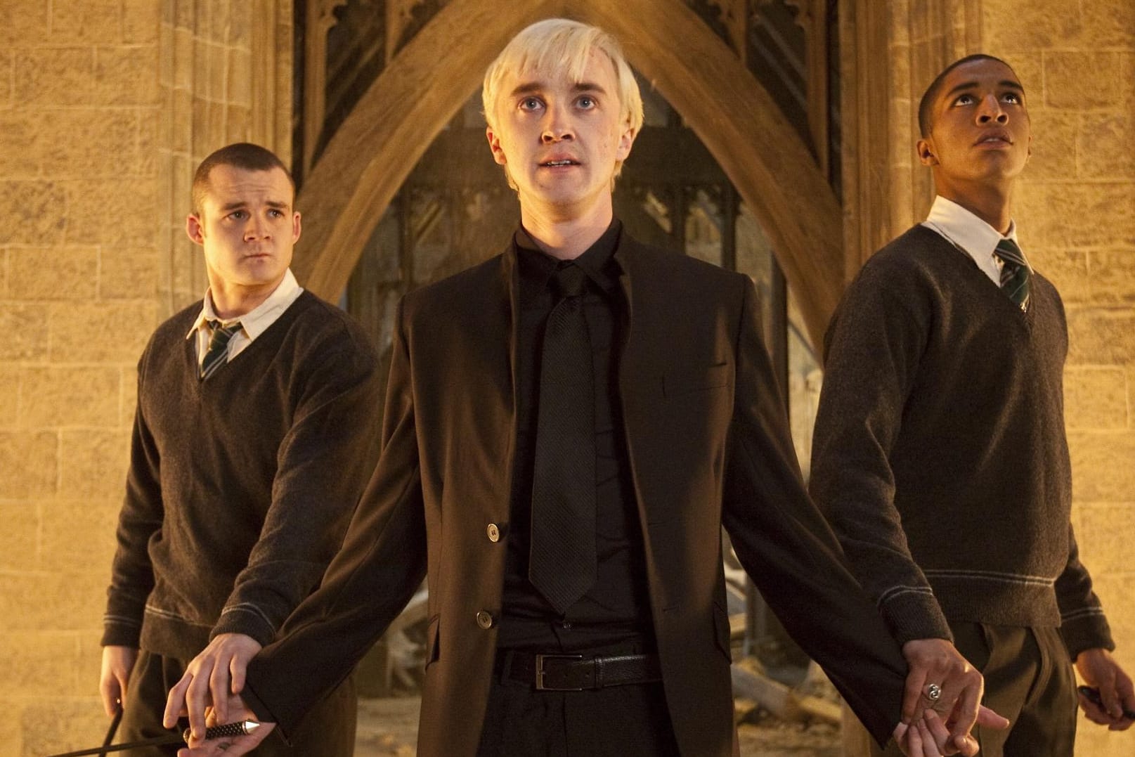 Josh Herdman, Tom Felton und Louis Cordice (v.l.) spielten die Fieslinge in "Harry Potter und die Heiligtümer des Todes".