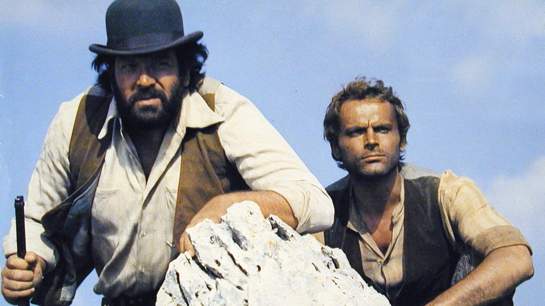Bud Spencer und Terence Hill in "Vier Fäuste für ein Halleluja" (Archivfoto): Die Filme der beiden Italo-Western-Helden haben Generationen begeistert.