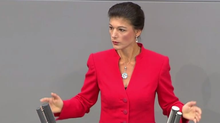 Sahra Wagenknecht bei ihrer Rede im Bundestag.