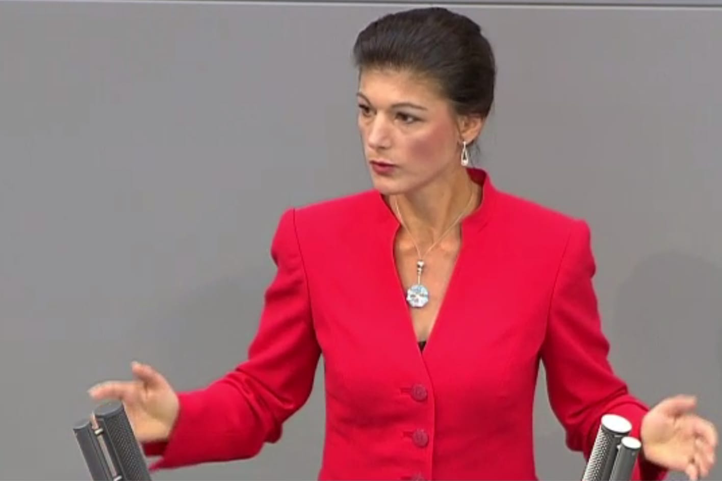 Sahra Wagenknecht bei ihrer Rede im Bundestag.