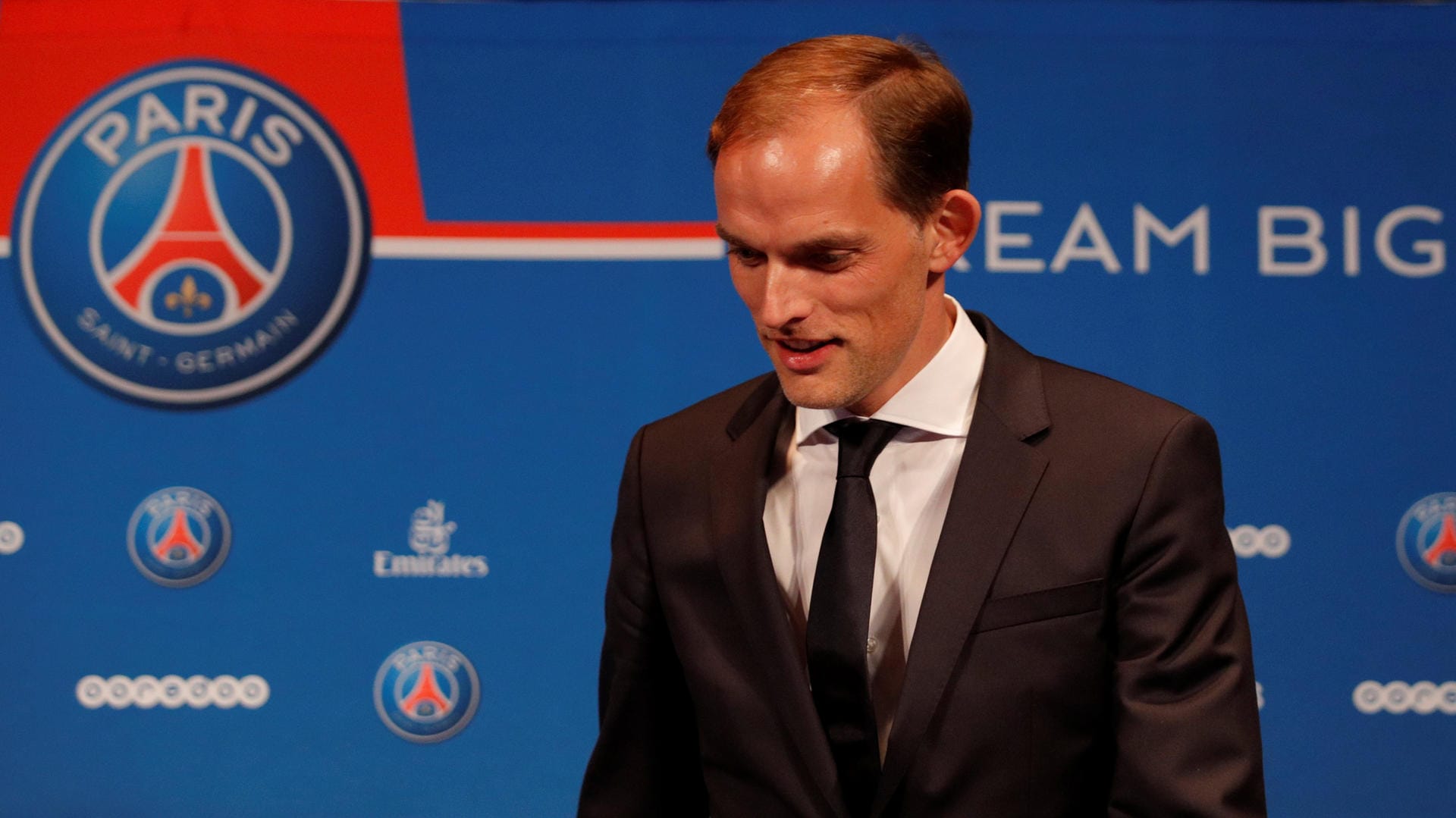 Thomas Tuchel auf der Pressekonferenz von PSG: Paris St. Germain hat heute den neuen Trainer offiziell vorgestellt.