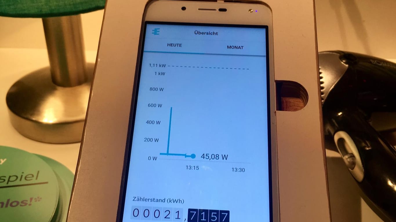 Stromverbrauch in Echtzeit zeigt die App von Fresh Energy an.