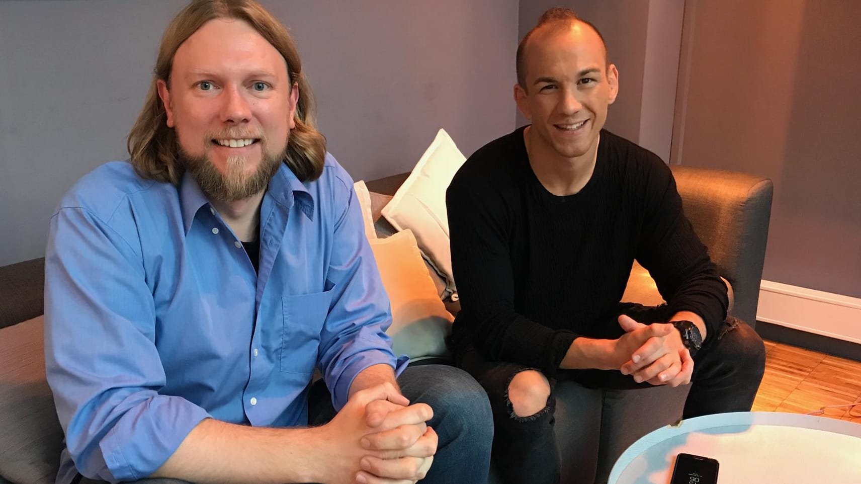 Frank Stäbler (r.) traf t-online.de-Sportredakteur Alexander Kohne in Berlin.