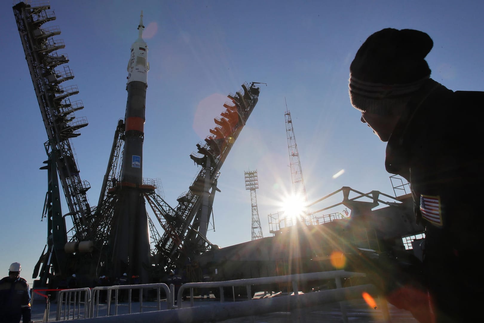 Die Sojus-Rakete in Baikonur: Drei Astronauten machen sich auf den Weg zur ISS.