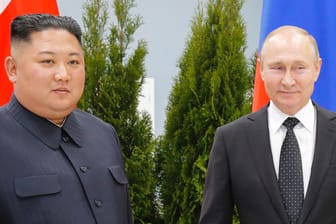 Nordkoreas Machthaber Kim Jong Un (l.) und Russlands Präsident Wladimir Putin sind in Wladiwostok zu Gesprächen zusammengekommen.