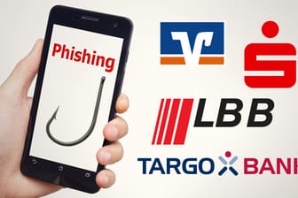 Ein Smartphone mit der Aufschrift "Phishing": Kriminelle haben derzeit Banken-Kunden im Visier.