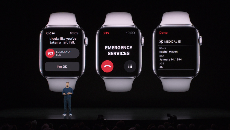 Ein Entwickler stellt die Notfallfunktionen der neuen Apple Watch vor.