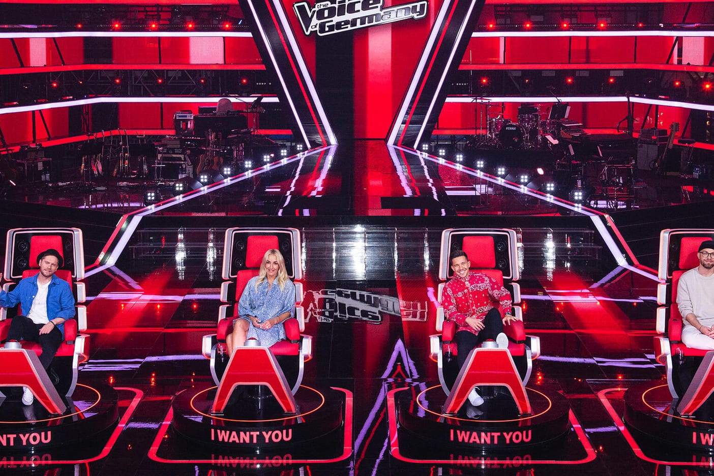 Die "The Voice"-Coaches: Johannes Oerding, Sarah Connor, Nico Santos und Mark Forster.