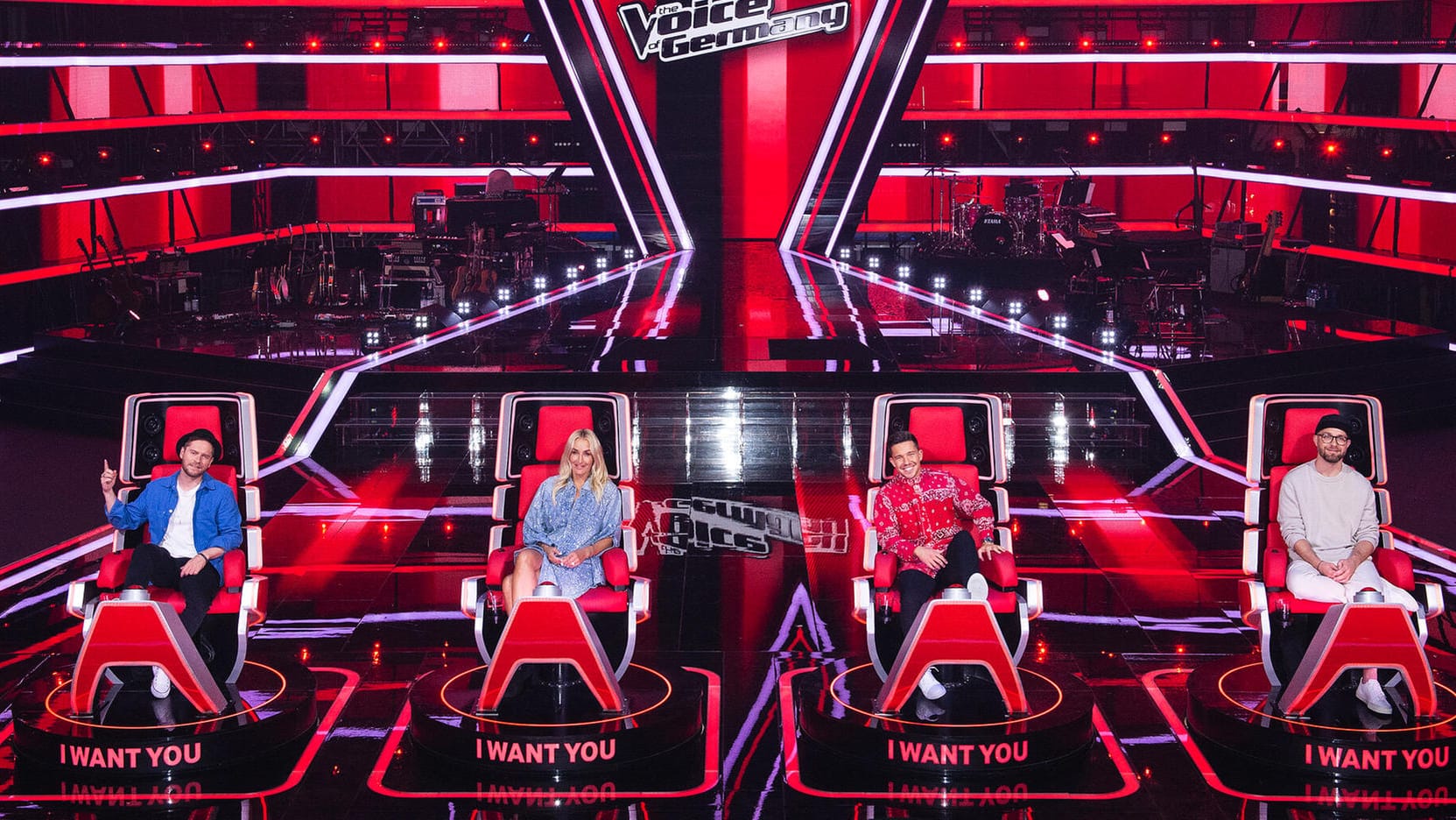 Die "The Voice"-Coaches: Johannes Oerding, Sarah Connor, Nico Santos und Mark Forster.